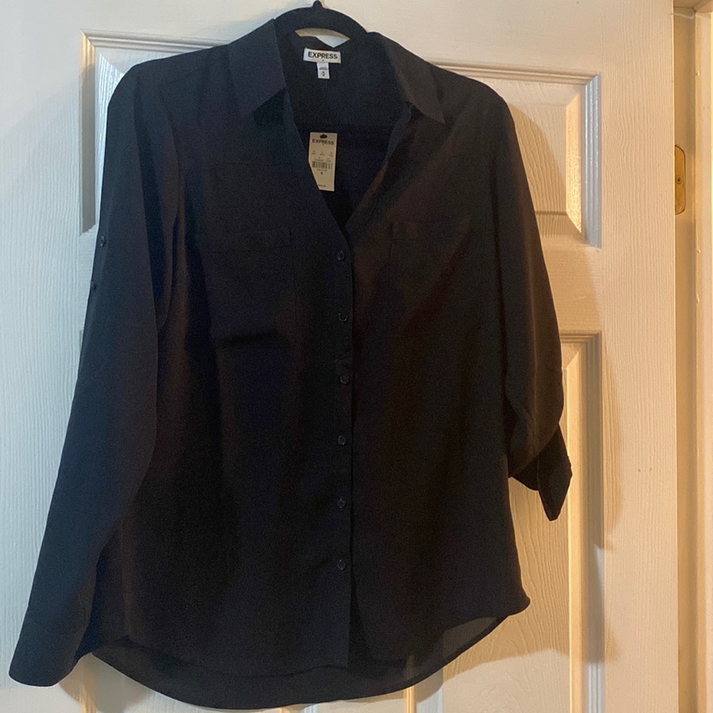 NWT Express black button up blouse Medium